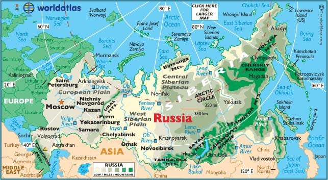mappa della Russia orientale