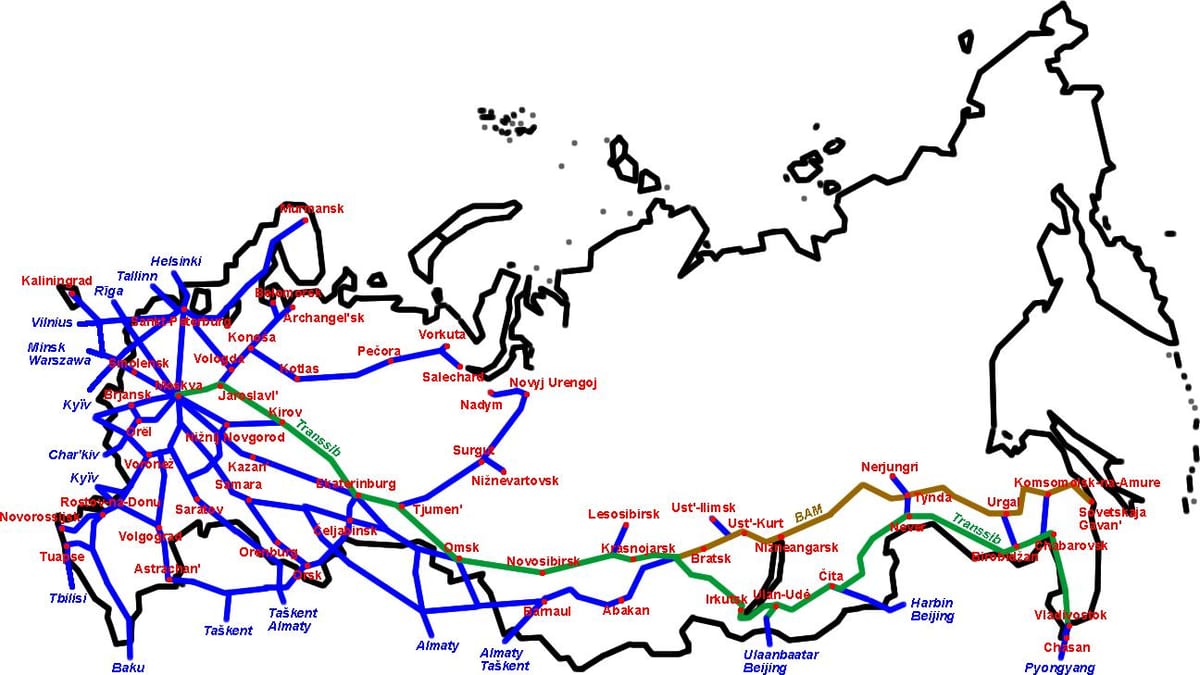 la mappa delle ferrovie russe