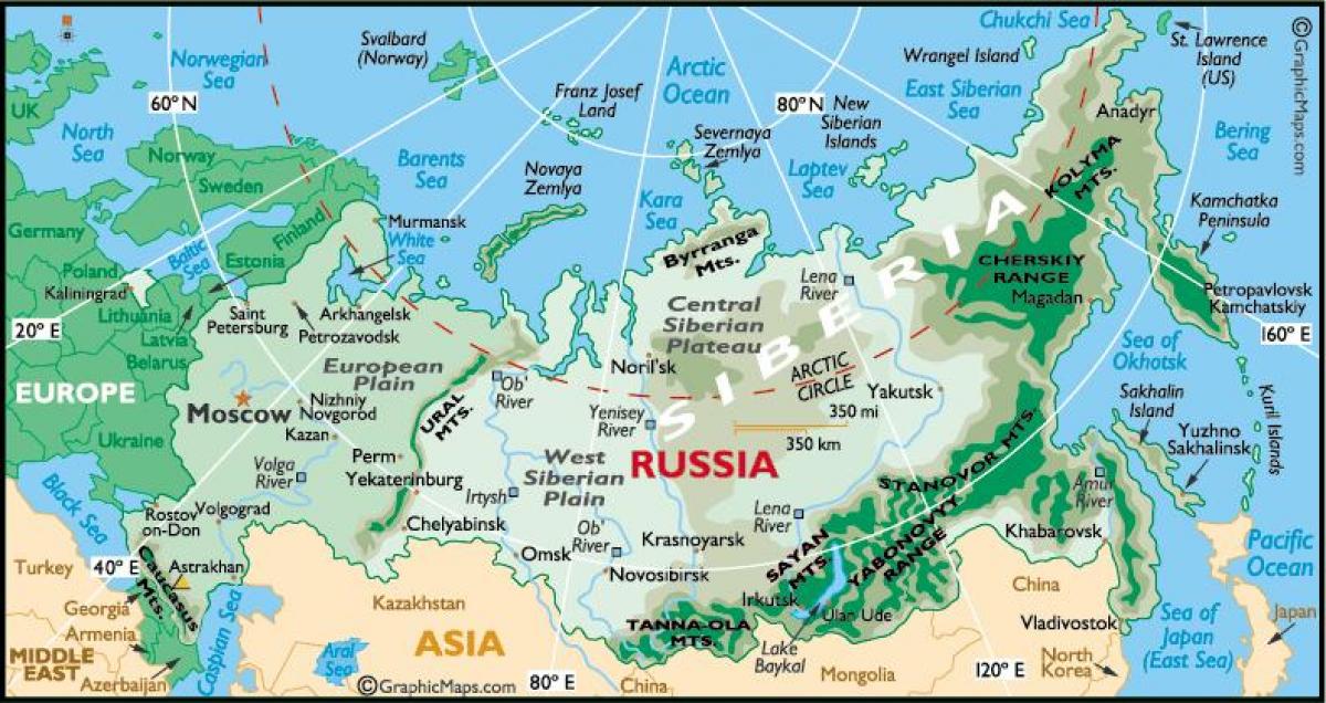 mappa della Russia di viaggio