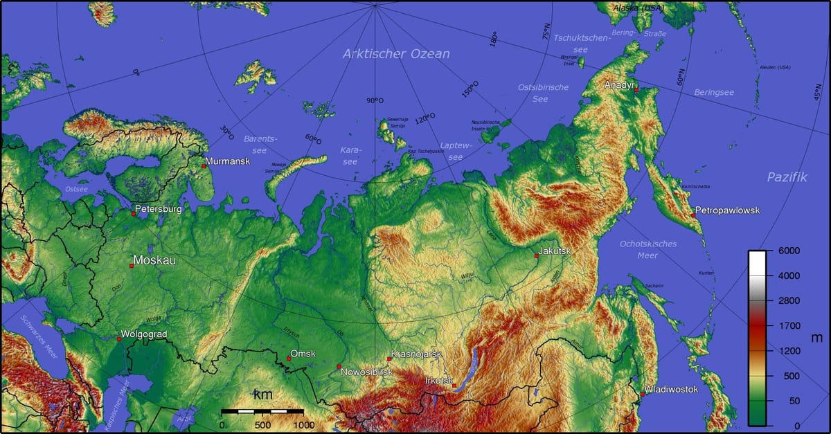 mappa topografica Russia