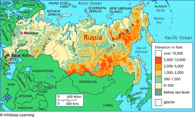 elevazione mappa della Russia