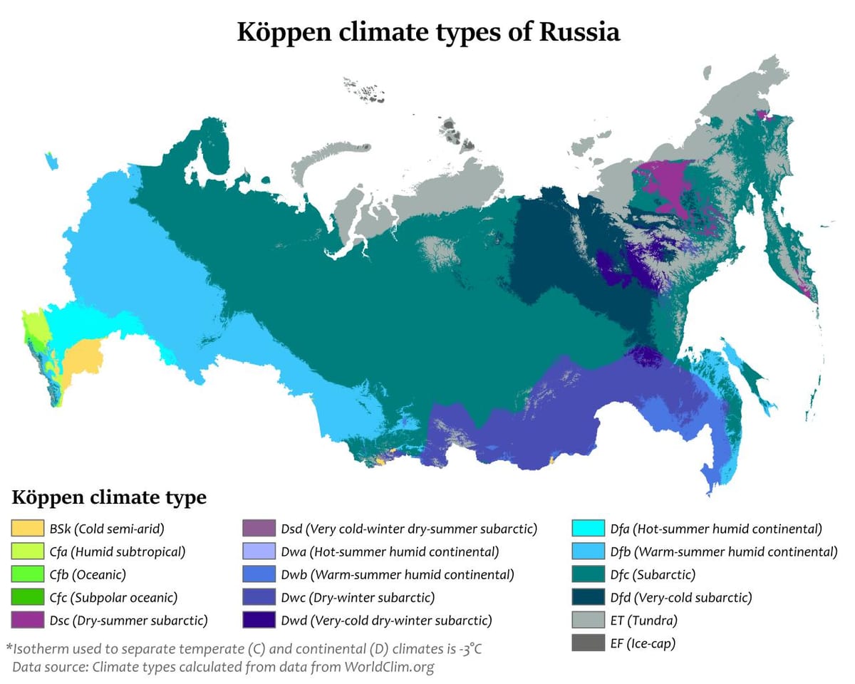 mappa climatica Russia