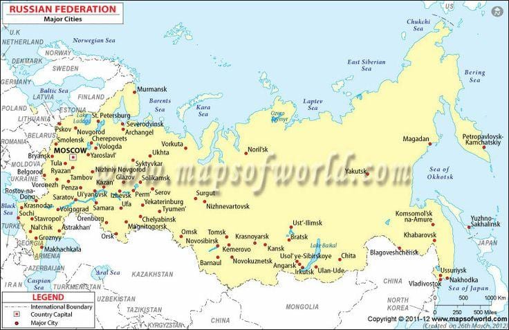 mappa della Russia e città