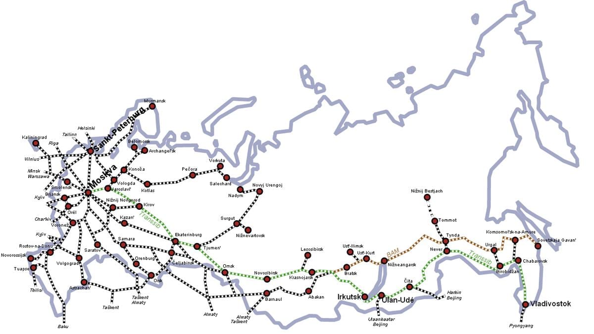 mappa del treno Russia