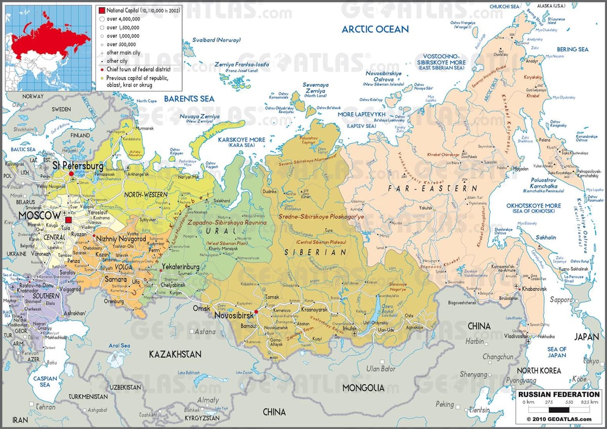 mappa della Russia stati
