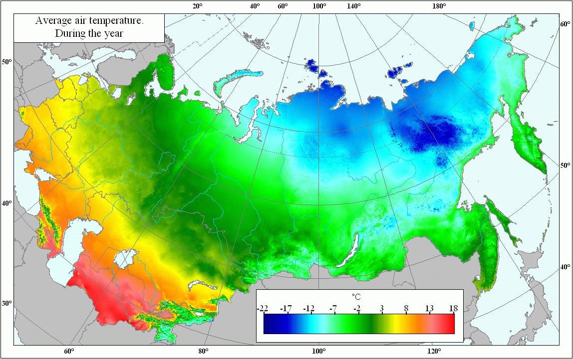 mappa della Russia temperatura