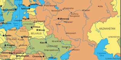 L'europa orientale e la Russia mappa