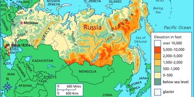 Elevazione mappa della Russia