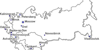 Mappa della Russia con le principali città